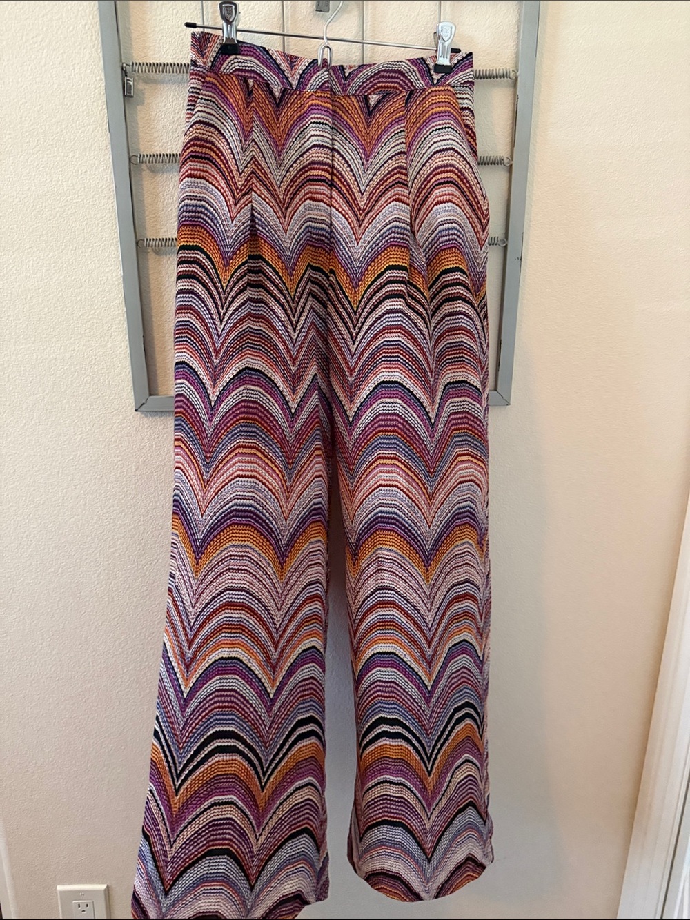 Size 2 Nasty Gal Multicolor Chevron Wide-Leg  Pants